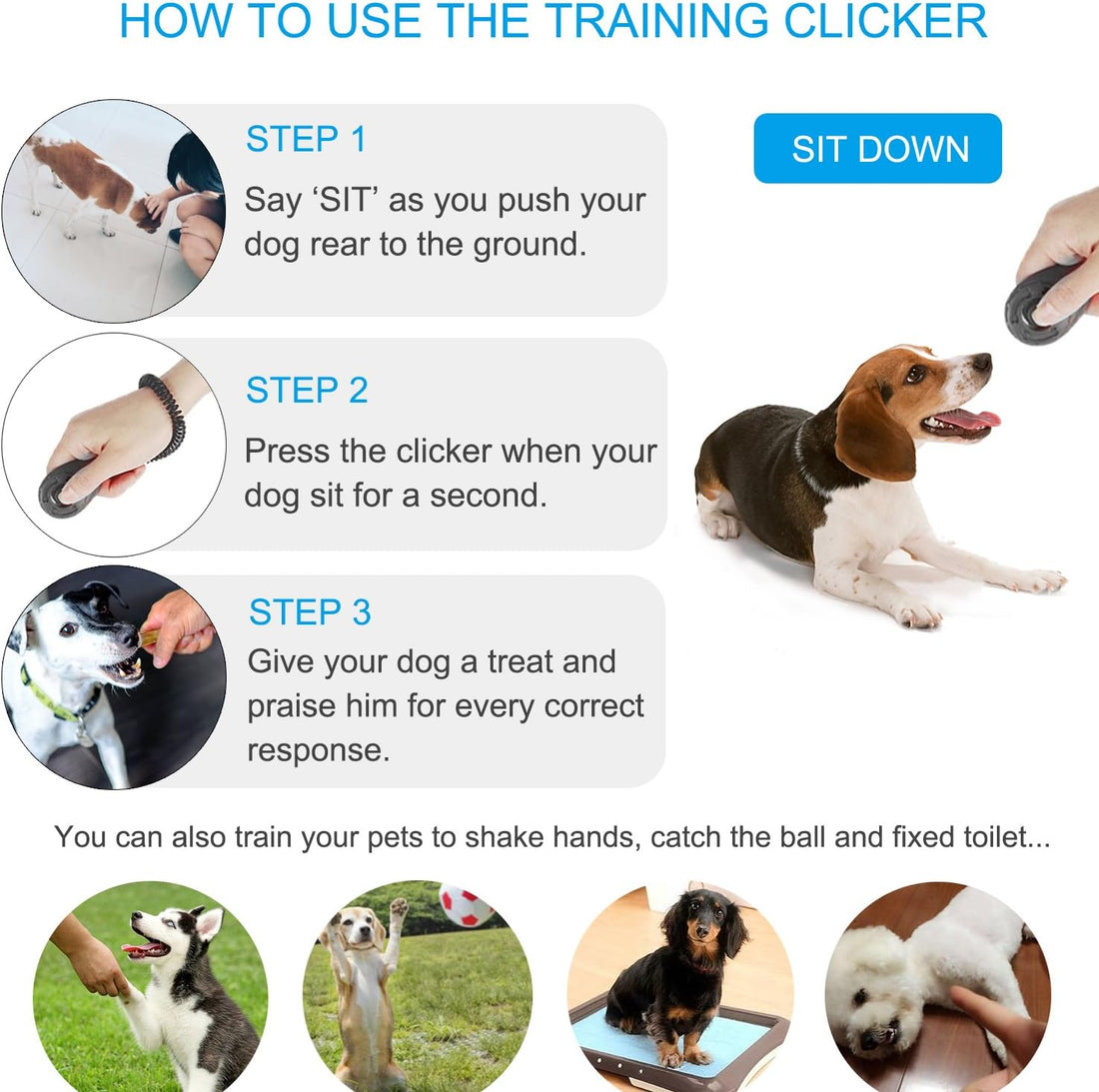 Dog Clicker, [4 PCS, Multi-Color] Dog Training Clicker with Wrist Strap for Dog Cat Horse Clickers for Dog Training Lightweight Durable Puppy Clicker Training Kit, for Pet Lovers