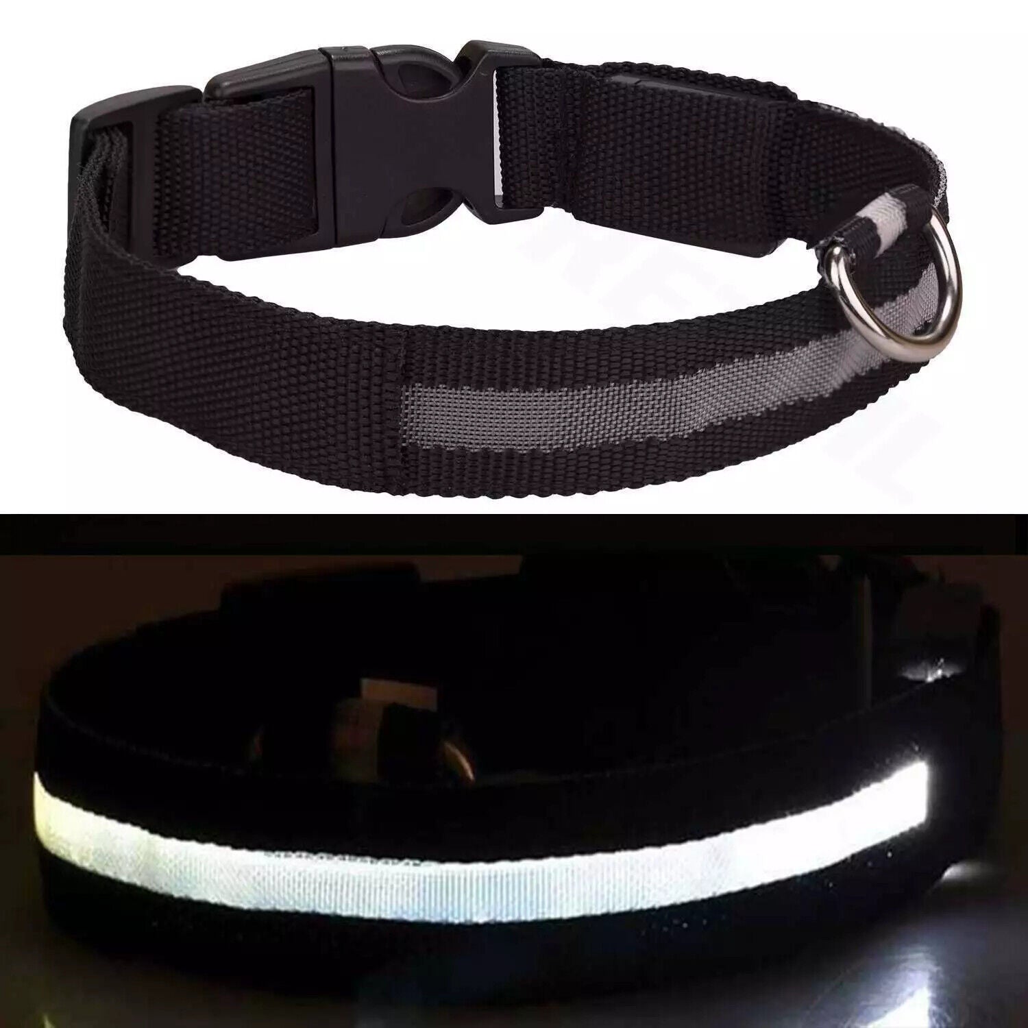 USB Rechargeable LED Dog Collar – Flashing Luminous Safety Light-up Nylon UK