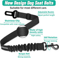Dog Seat Belt Set, 3 Piece – Retractable Dog Car Harness, Adjustable Nylon Pet Safety Seat Belts, Heavy Duty & Elastic for Vehicle.