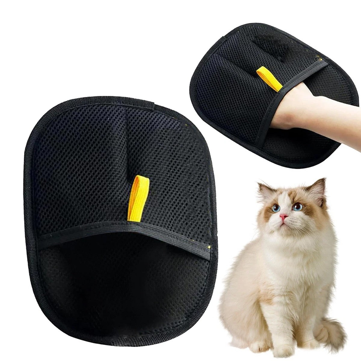 Electrostatic Pet Hair Removal Gloves Brush , Double-Sided Pet Grooming Glove
