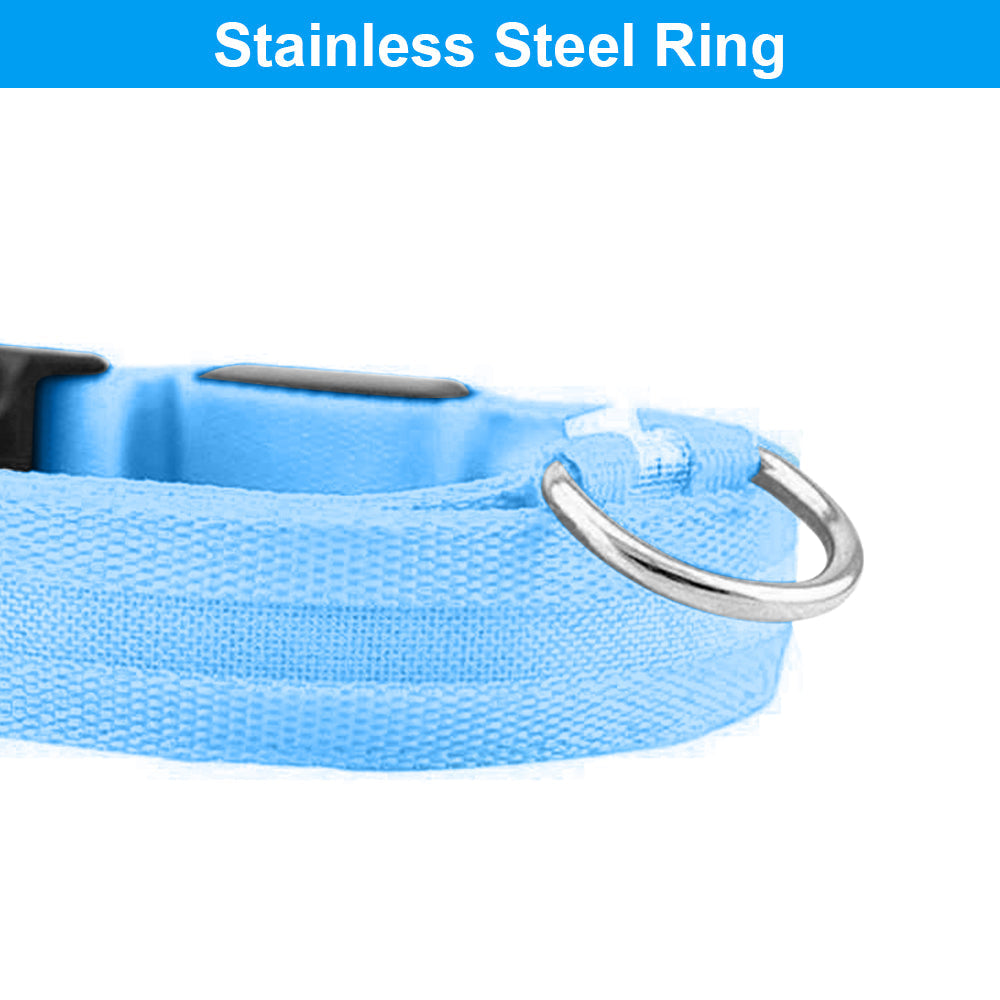 USB Rechargeable LED Dog Collar – Flashing Luminous Safety Light-up Nylon UK