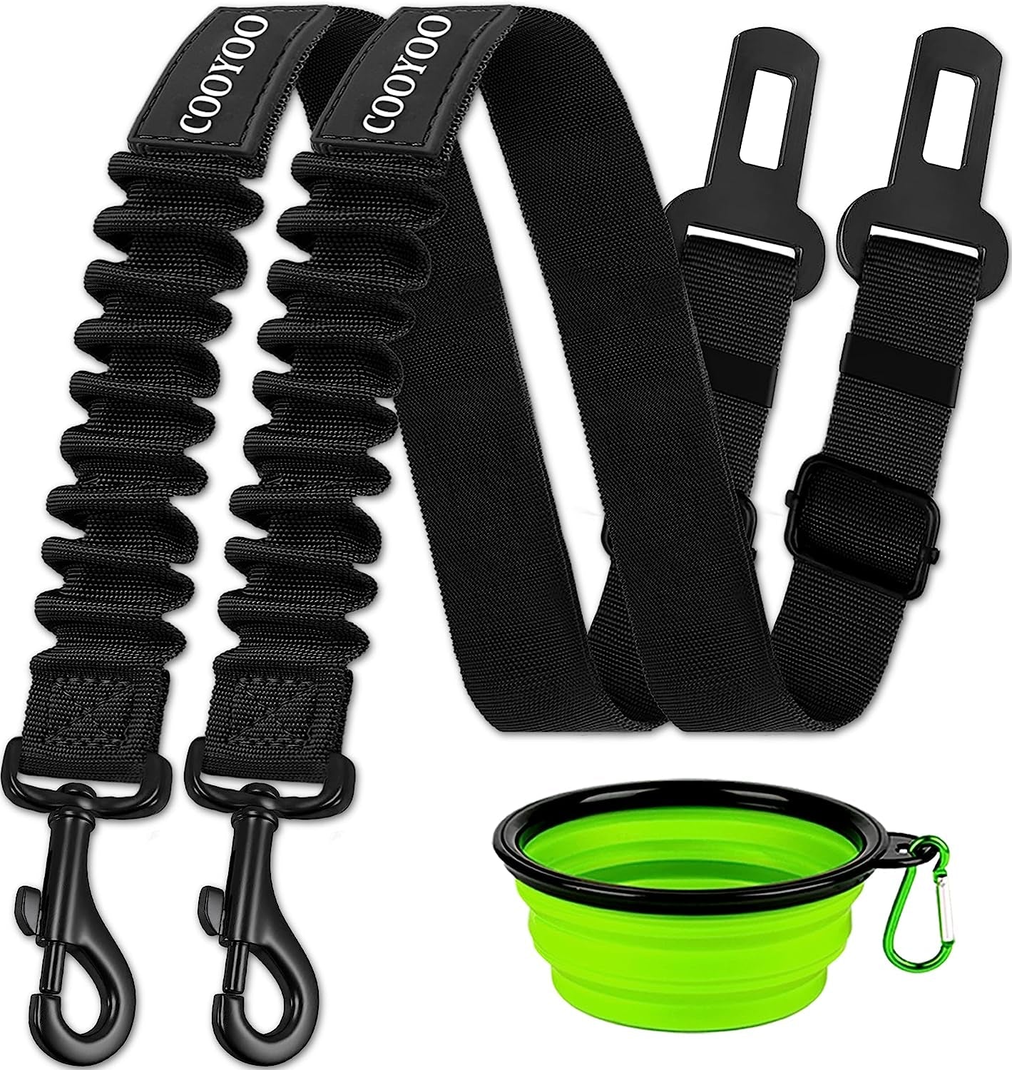 Dog Seat Belt Set, 3 Piece – Retractable Dog Car Harness, Adjustable Nylon Pet Safety Seat Belts, Heavy Duty & Elastic for Vehicle.